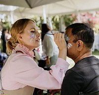 Beauty bar, face painting, hair extensions, colorful braids, make up